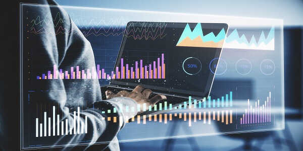 Analyzing customer lifetime value data on digital dashboard