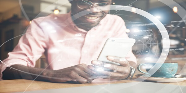 Customer using digital loyalty app in a connected world