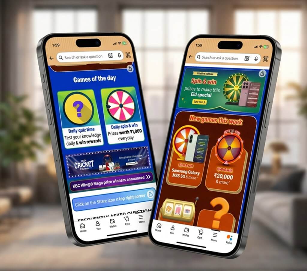 Amazon FunZone quiz and spin reward feature
